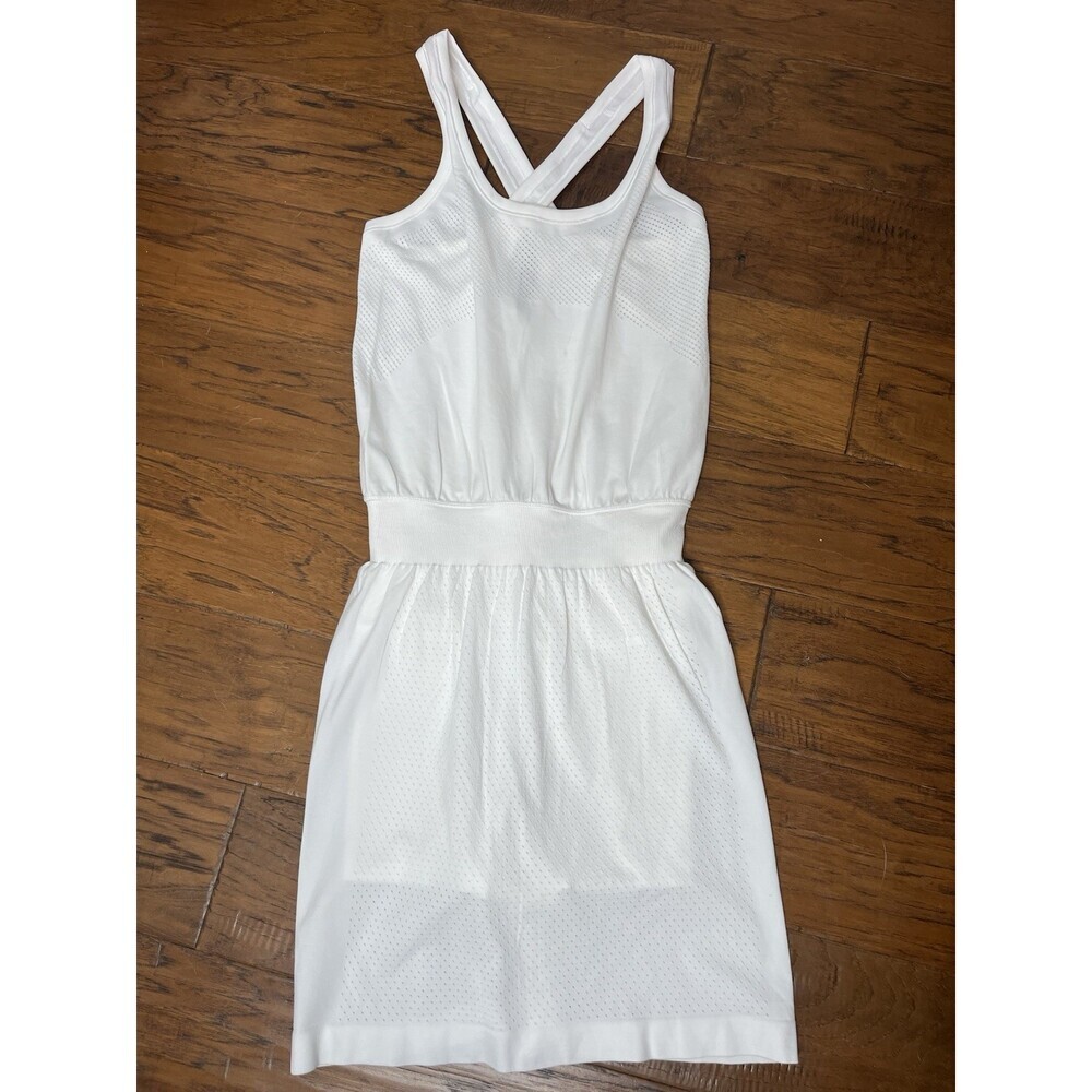 Lululemon Flex On Court Dress Tennis White Cross Straps Sleeveless Women 4 Skort - Picture 4 of 8